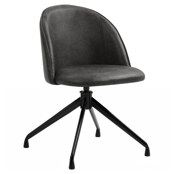 Hailey | Silla de hotel | Negro | Cuero | Base giratoria