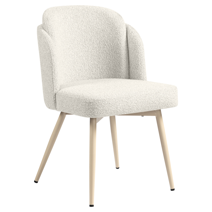 Hannah | Hotel Stuhl | Creme | Teddystoff | Gestell Weiß