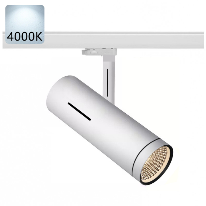 SYDNEY | LED spotlight skinne | Hvid | 30W / 4000K | Neutral hvid | 3 faser