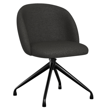 Hailey | Chaise d'Hôtel | Gris Foncé | Tissu Teddy | Pied Rotatif