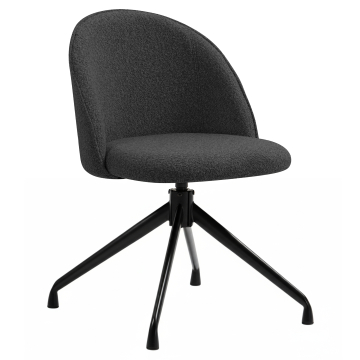 Hailey | Chaise d'Hôtel | Gris Foncé | Tissu Teddy | Pied Rotatif