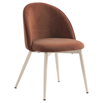 Hailey | Chaise d'Hôtel | Rouge Bronze | Velours | Structure Blanche