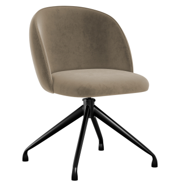 Hailey | Chaise d'hôtel | Taupe | Velours | Piètement pivotant
