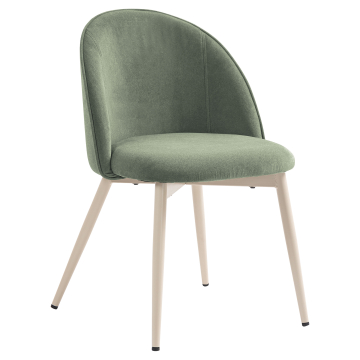 Hailey | Fauteuil d'hôtel | Vert | Velours | Cadre blanc
