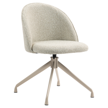 Hailey | Hotel Chair | Beige | Teddy Fabric | Swivel Base | White Frame