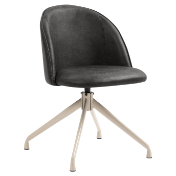 Hailey | Hotel Chair | Black | Leather | Swivel Base | White Frame