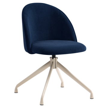 Hailey | Hotel Chair | Blue | Velvet | Swivel Base | White Frame