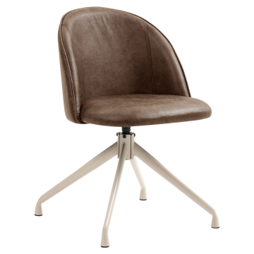 Hailey | Hotel Chair | Brown | Leather | Swivel Base | Frame White
