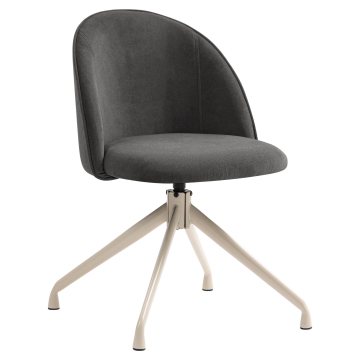 Hailey | Hotel Chair | Gray | Velvet | Swivel Base | White Frame