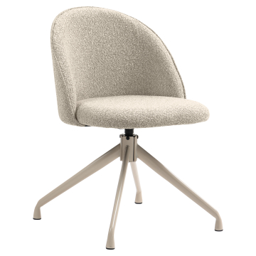 Hailey | Hotel Sedia | Beige | Tessuto a pelo di teddy | Base girevole | Struttura Bianca