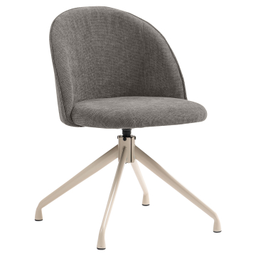 Hailey | Hotel Sedia | Grigio | Tessuto/Textile | Base girevole | Struttura Bianca