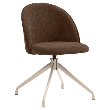 Hailey | Hotel Sedia | Marrone | Tessuto/Textile | Base girevole | Struttura Bianca