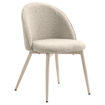 Hailey | Hotell Stol | Beige | Teddystoff | Ramme Hvit