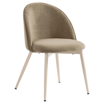 Hailey | Hotell Stol | Taupe | Samt | Hvit Ramme