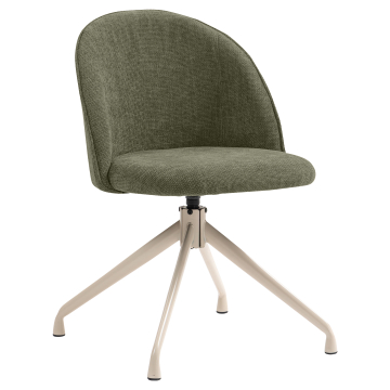 Hailey | Sedia da hotel | Verde | Tessuto | Base girevole | Struttura bianca