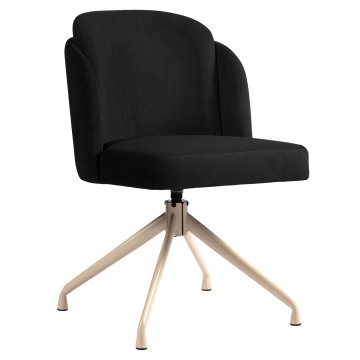 Hannah | Hotel Chair | Black | Velvet | Swivel Base | White Frame
