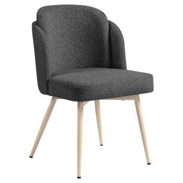 Hannah | Hotel Chair | Dark Grey | Teddy Fabric | White Frame