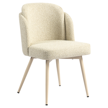 Hannah | Hotel Stuhl | Beige | Teddystoff | Gestell Weiß