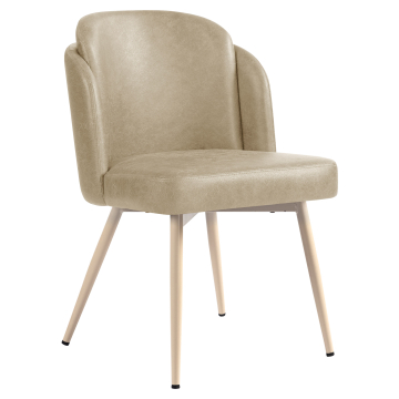 Hannah | Hotelstoel | Beige | Leer | Wit frame