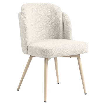 Hannah | Silla de hotel | Crema | Tela de peluche | Estructura blanca