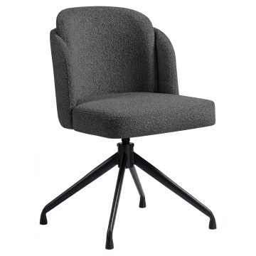 Hannah | Silla de hotel | Gris oscuro | Tela Teddy | Base giratoria