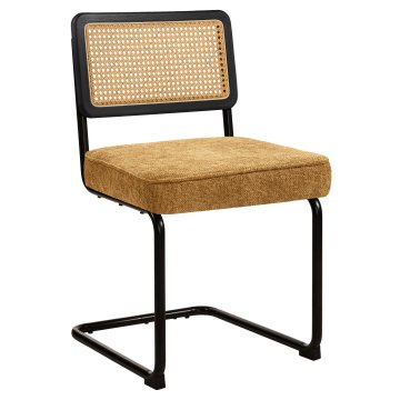 HAWAII | Bistrostol | Stof/Tekstil | Honningbrun | Ryg: Rattan Eg
