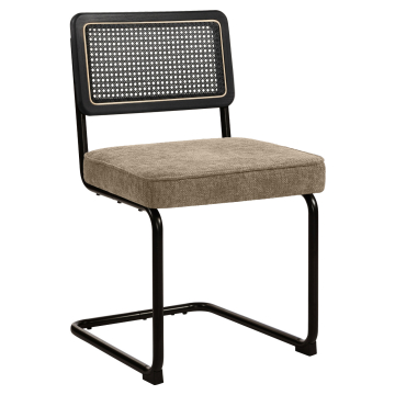 HAWAII | Sedia da bistrò | Tessuto / Tessile | Taupe | Schienale: Rattan Nero