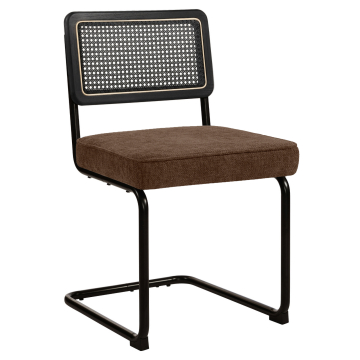 HAWAII | Sedia da Bistro | Tessuto / Textil | Marrone | Schienale: Rattan Nero