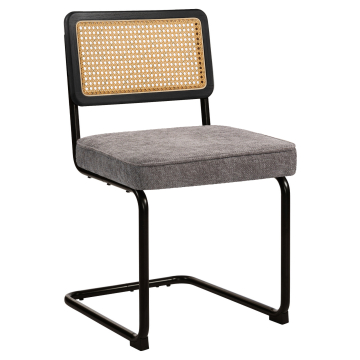 HAWAII | Bistrostoel | Stoff/Textiel | Grijs | Rugleuning: Rattan Eik