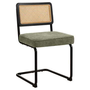 HAWAII | Bistro Stuhl | Stoff/ Textil | Grün | Rücken: Rattan Eiche