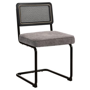HAWAII | Sedia da bistro | Tessuto / Textil | Grigio | Schienale: Rattan Nero