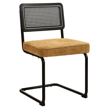 HAWAII | Sedia da bistro | Tessuto / Tessile | Marrone miele | Schienale: Rattan nero