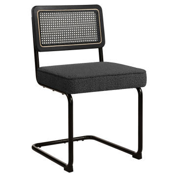 HAWAII | Bistrostol | Teddytygsstoff | Mörkgrå | Rygge: Rattan Svart