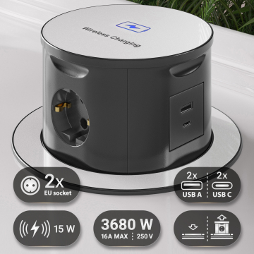 HERA | Charging station | Ø135*H172.5mm | Retractable | Grey
