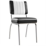 DINER STEEL CHROME | Krzesło dinerowe | Czarny | Skóra