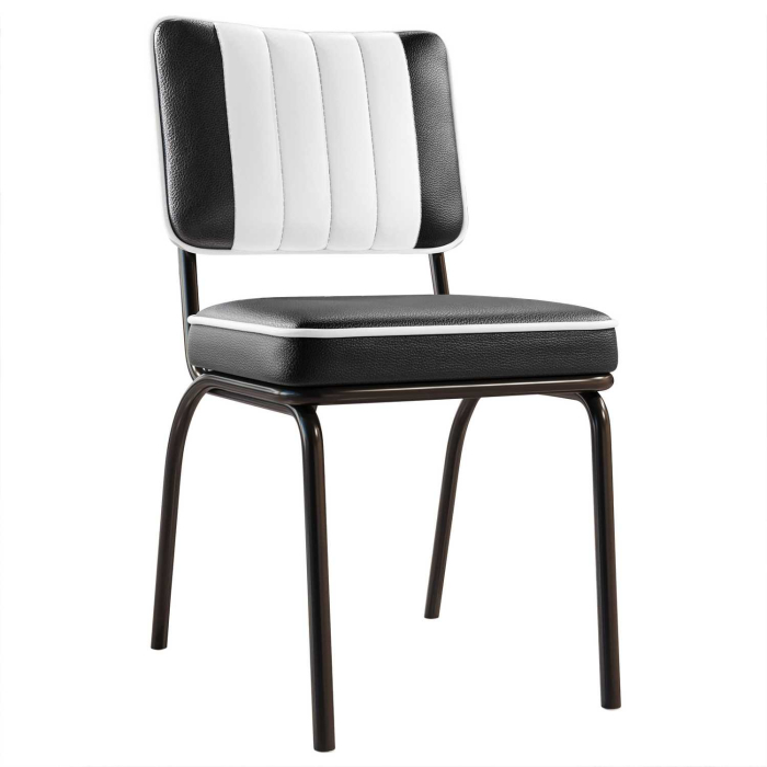 DINER STEEL BLACK | Silla retro diner americano | Negro | Cuero