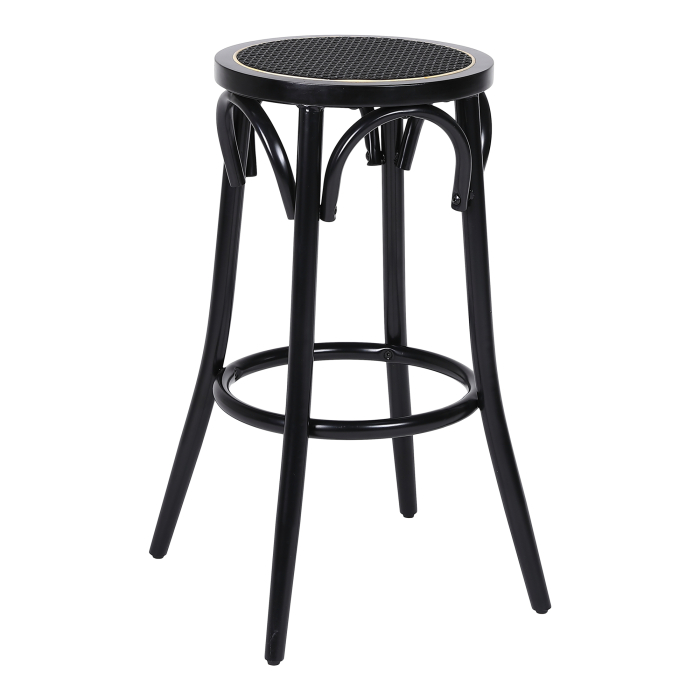 Louise | Bentwood Bar Stool | Wood | Black | Rattan