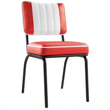DINER STEEL BLACK | Retro Diner Stoel | Rood | Leer