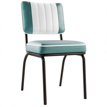 DINER STEEL BLACK | Retro Diner Stoel | Turquoise | Leer