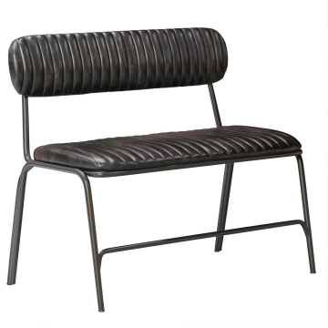 GINO | Banco para hostelería estilo vintage | Negro | Cuero