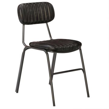 GINO | Retro Stoel | Zwart | Leer