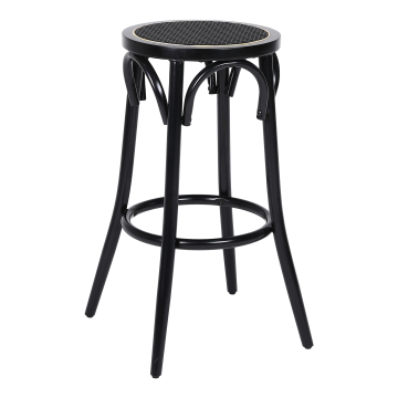 Louise | Bugholz Barstol | Tre | Svart | Rattan