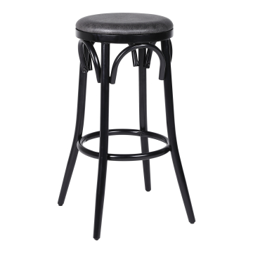 Louise | Sgabello Barhocker Bugholz | Legno | Nero | Pelle