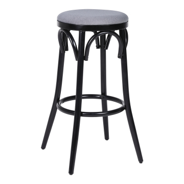Louise | Tabouret de bar en bois courbé | Bois | Gris | Velours
