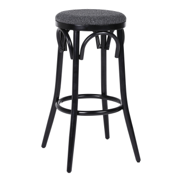 Louise | Tabouret de bar en contreplaqué | Bois | Gris foncé | Tissu en fausse fourrure