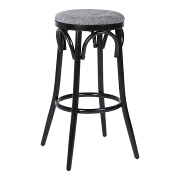 Louise | Taburete de bar Bugholz | Madera | Gris | Tela/Textil