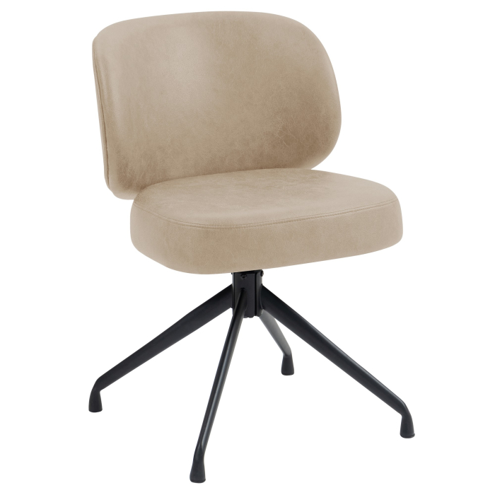 Ines | Fauteuil d'hôtel | Beige | Cuir | Pied pivotant