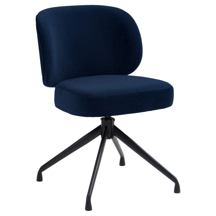 Ines | Hotelstoel | Blauw | Fluweel | Draaivoet