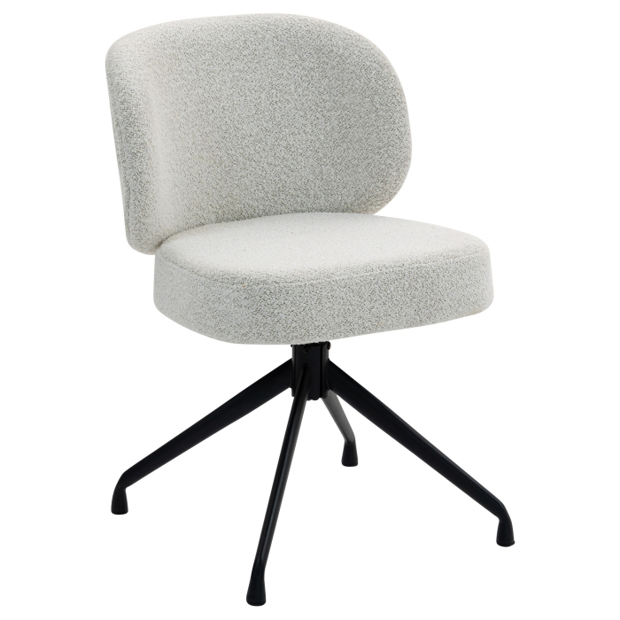 Inés | Silla de hotel | Crema | Tela Teddy | Base giratoria