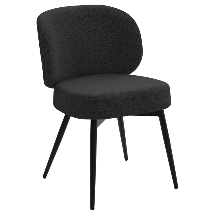 Ines | Chaise de hôtel | Gris foncé | Tissu teddy